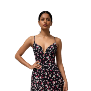 Black Mini Floral Maxi Dress